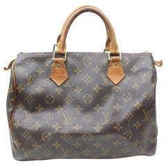 Louis Vuitton Speedy Monogram 30 869393 Brown Coated Canvas Satchel