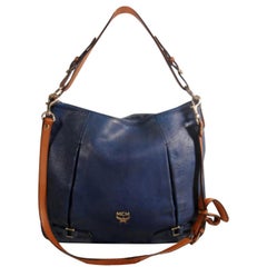 MCM Bicolor 2way Hobo 869446 Blue Leather Shoulder Bag