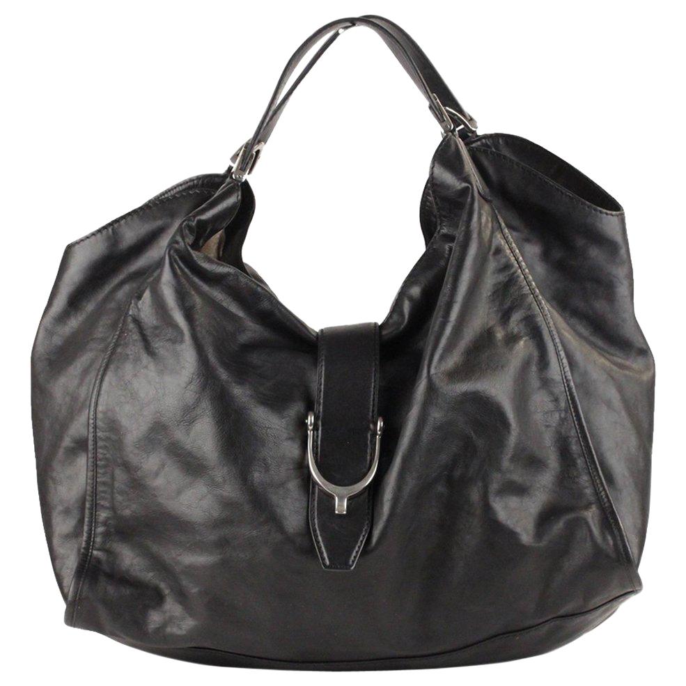 Gucci Black Leather Stirrup Hobo Bag Shoulder Bag For Sale at 1stDibs