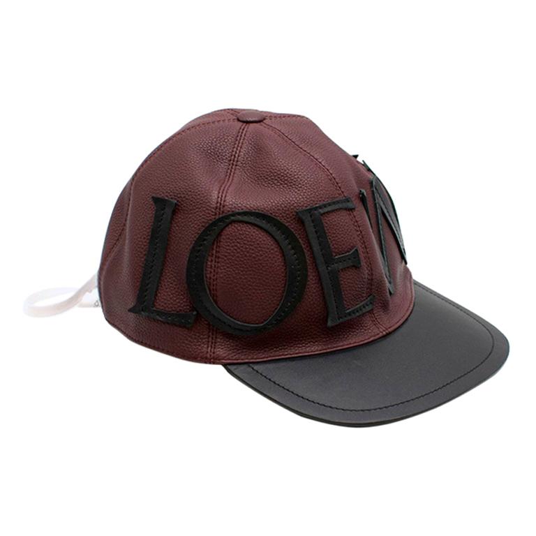 Loewe Logo Leather Lace-Up Baseball Cap