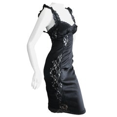 D&G Dolce & Gabbana Vintage Little Black Dress with Lace Inserts