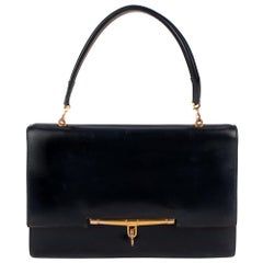 Hermes Palonnier Navy Blue box Leather Handbag