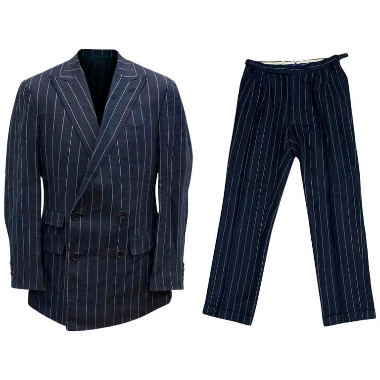 Ralph Lauren Purple Label Men's Blue Pinstripe Suit Size M For Sale at  1stDibs | ralph lauren pinstripe suit