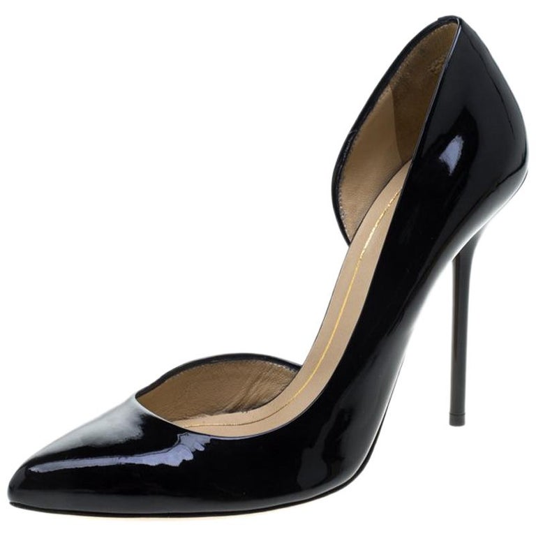 Gucci Black Patent Leather Noah Pointed Toe D'Orsay Pumps Size 39 at ...