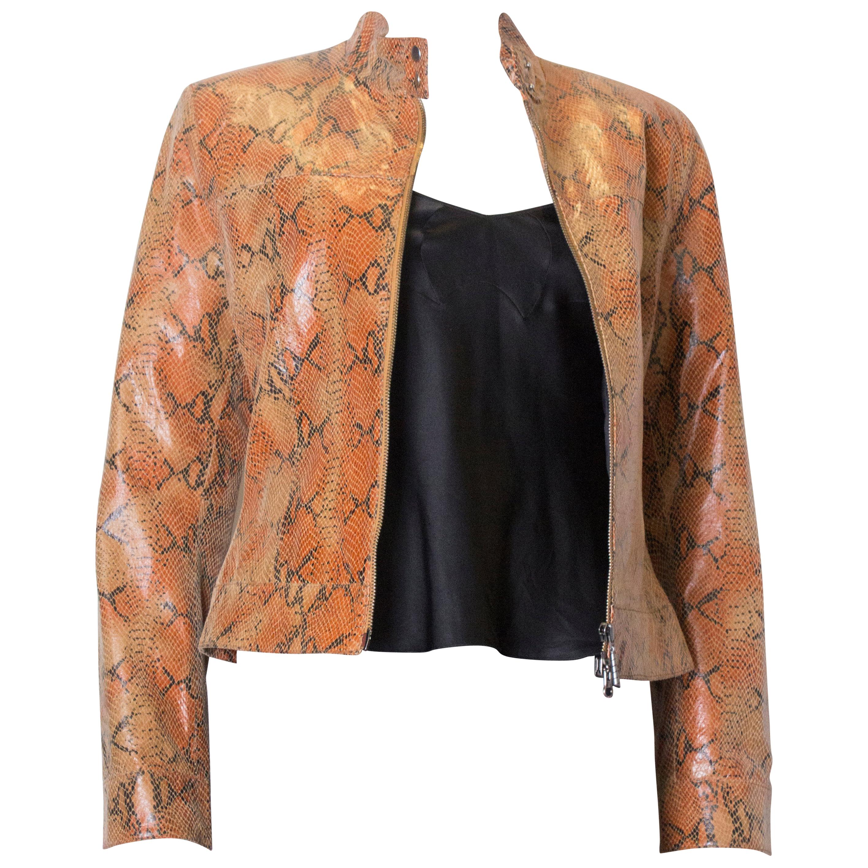 Vintage Tan and Black Snakeskin Jacket