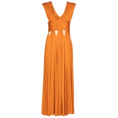 Givenchy Tisci Orange Jersey Leather Cut-Out Maxi Dress, 2014