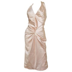 Ferragamo Shell Pink Silk Plunge Dress