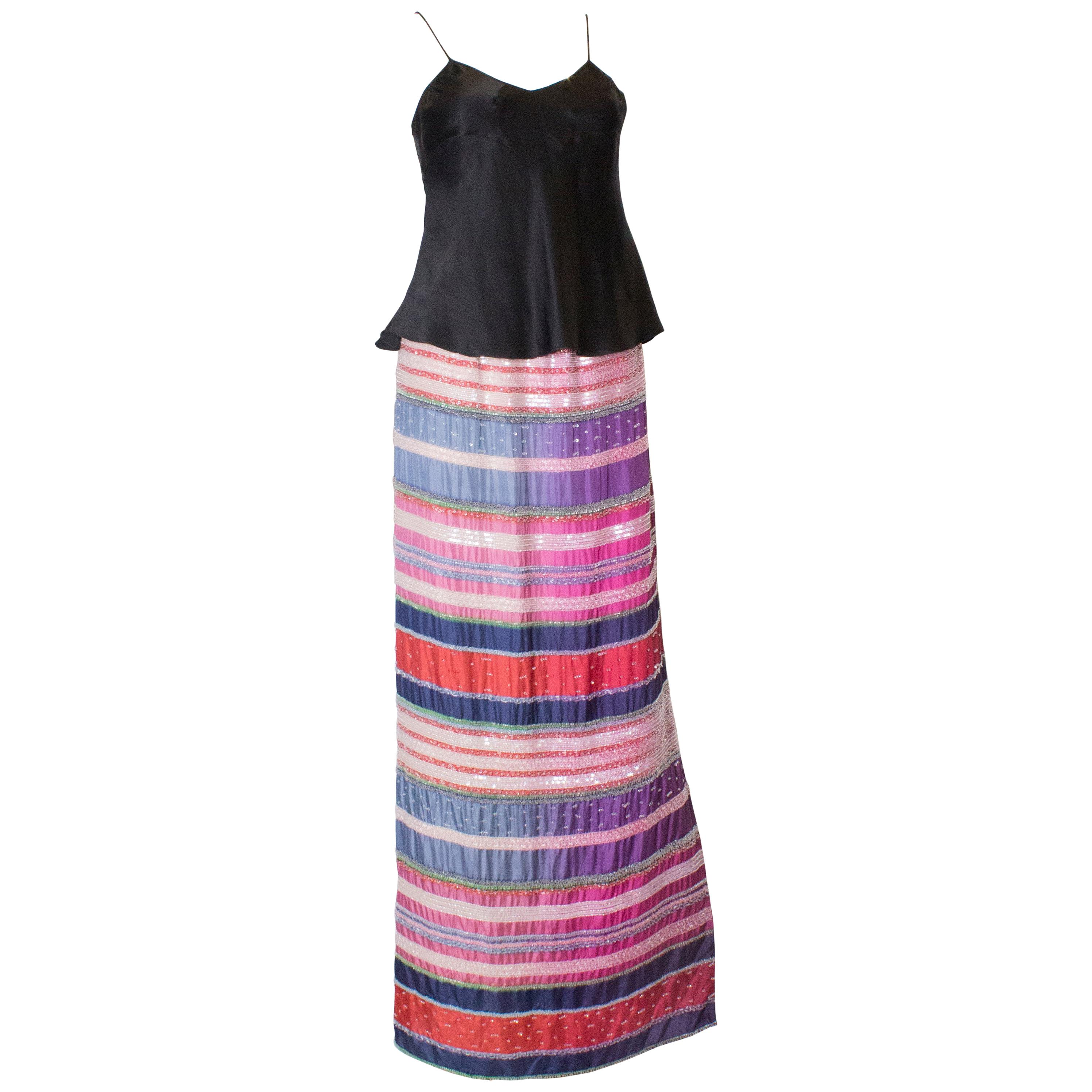 Girogio Armani Silk Beaded Skirt For Sale