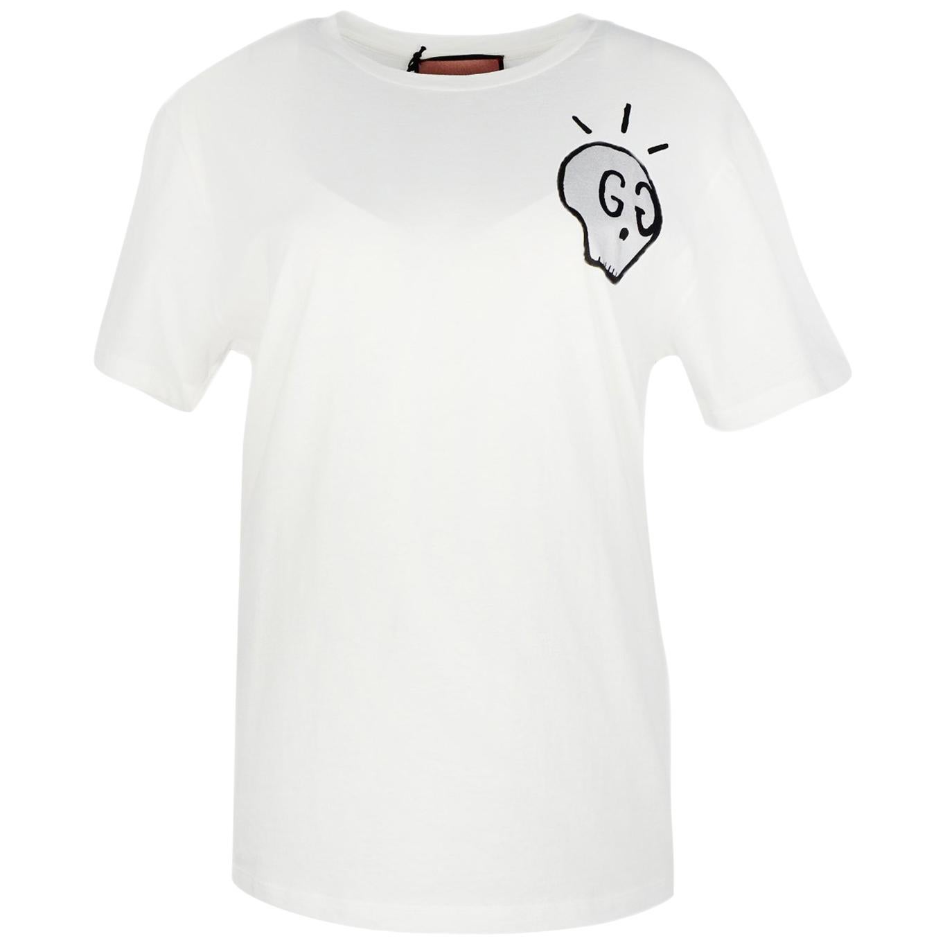 Gucci NWT White Life Is Gucci Ghost Skull T-Shirt Sz Large