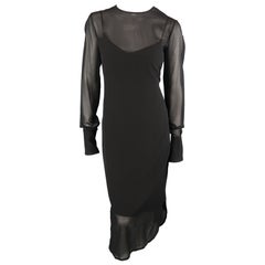 SCANLAN&THEODORE Size 12 Black Chiffon Shirt Dress