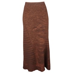 JOHN GALLIANO Size 10 Brown Alligator Print A Line Maxi Skirt