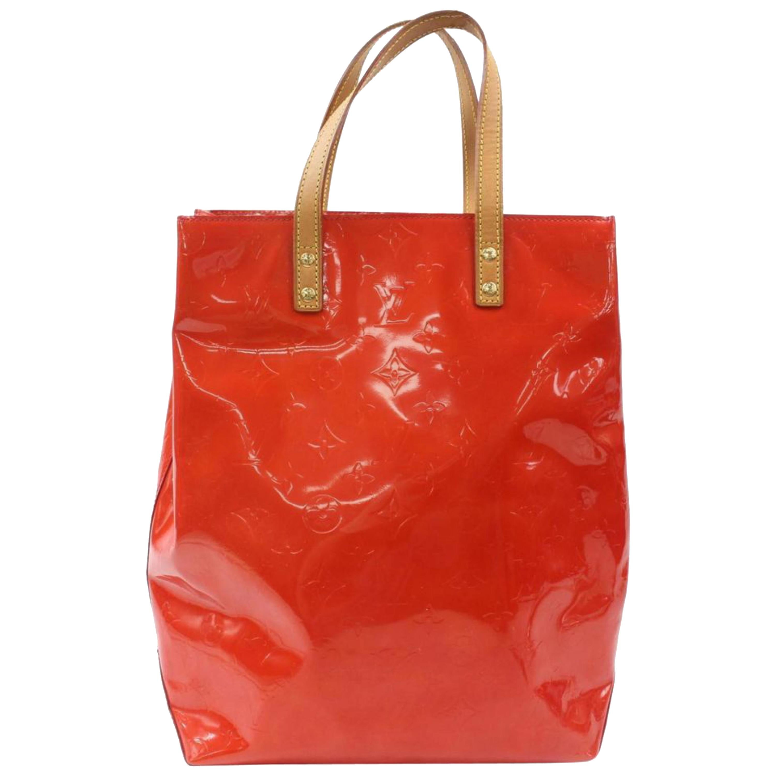Louis Vuitton Reade Monogram Vernis Mm 869298 Red Patent Leather Tote For Sale