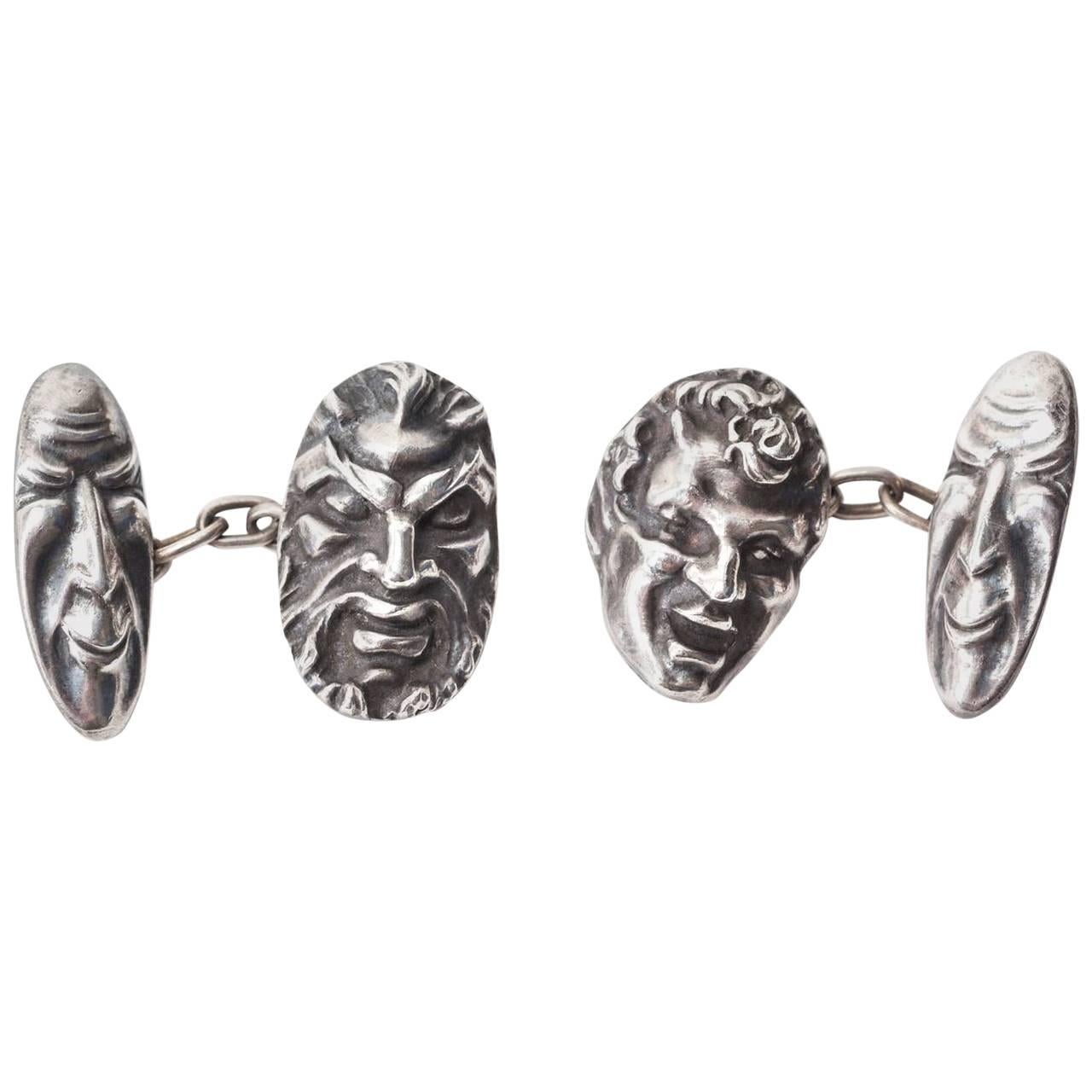 Etienne David Grotesque Mask Cufflinks For Sale
