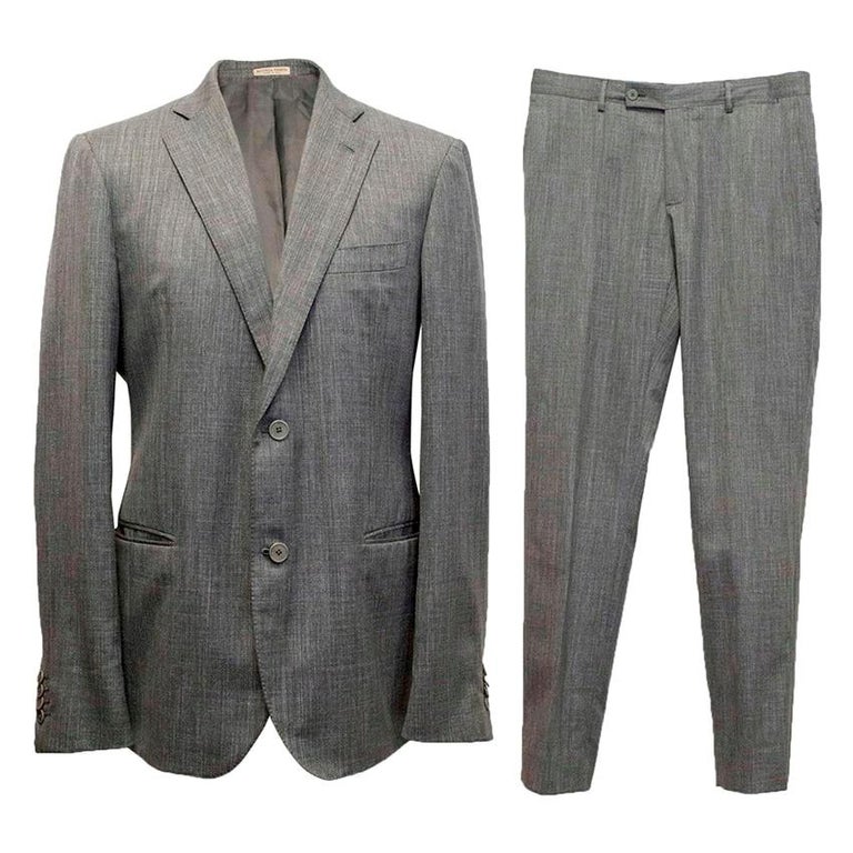 Bottega Veneta Grey Wool Suit L For Sale at 1stdibs