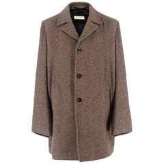 Used Dries Van Noten Brown Tweed Coat SIZE L