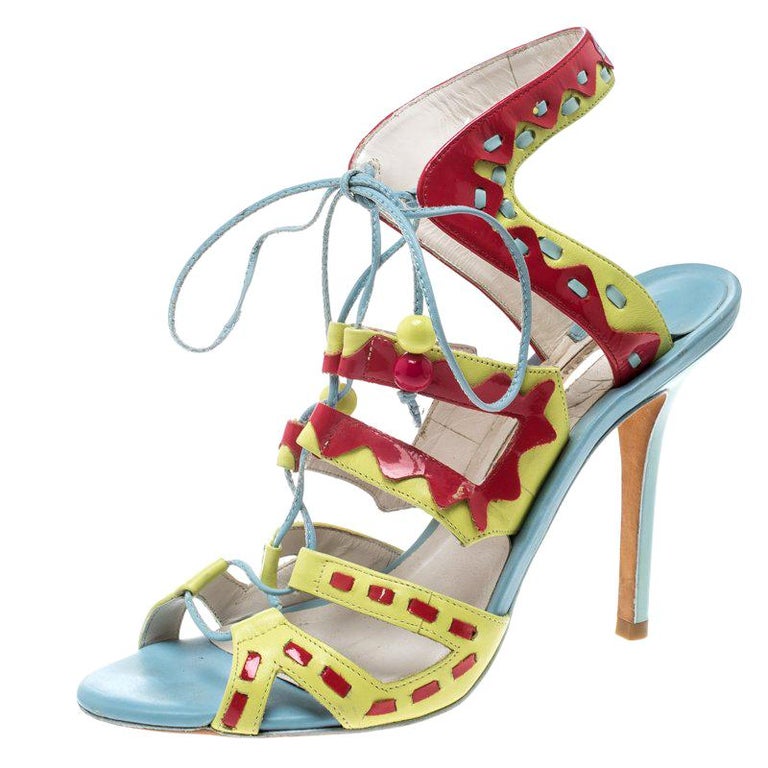 Sophia Webster Multicolor Leather Open Toe Sandals Size 39 For Sale at ...