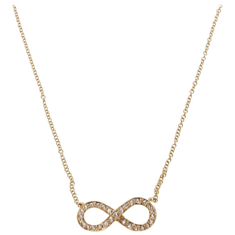 Tiffany & Co. Infinity Diamond 18k Rose Gold Chain Necklace