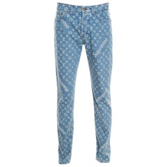 Louis Vuitton x Supreme Blue Monogram Jacquard Denim Jeans M