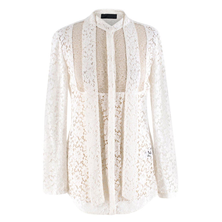 Burberry White Lace Shirt US 6 For Sale at 1stdibs