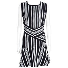 Carven Monochrome Textured Cutout Back Detail Sleeveless Dress L