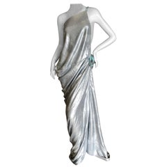 Vivienne Westwood Gold Label Smashing Silver Sequin One Shoulder Evening Dress 