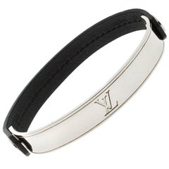 Louis Vuitton Curve it Leather Silver Tone Bracelet