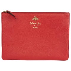 2018 Gucci Red Calfskin Leather 'Blind For Love' Pouch