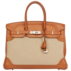 2014 Hermès Barenia Leather & Toile Ghillies Birkin 35cm