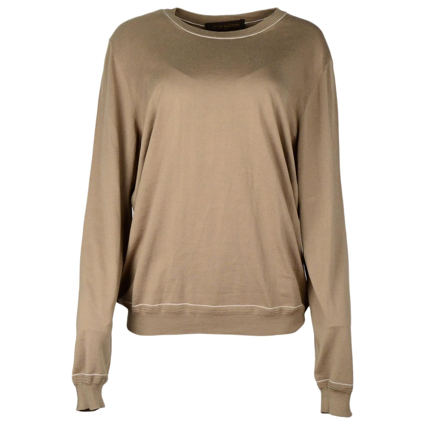 Louis Vuitton Brown Cotton/Silk Highlighted Rib Crewneck Sweater NWT Sz ...