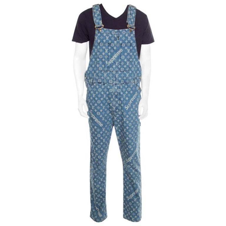Louis Vuitton x Supreme Navy Blue Monogram Jacquard Satin Pajama