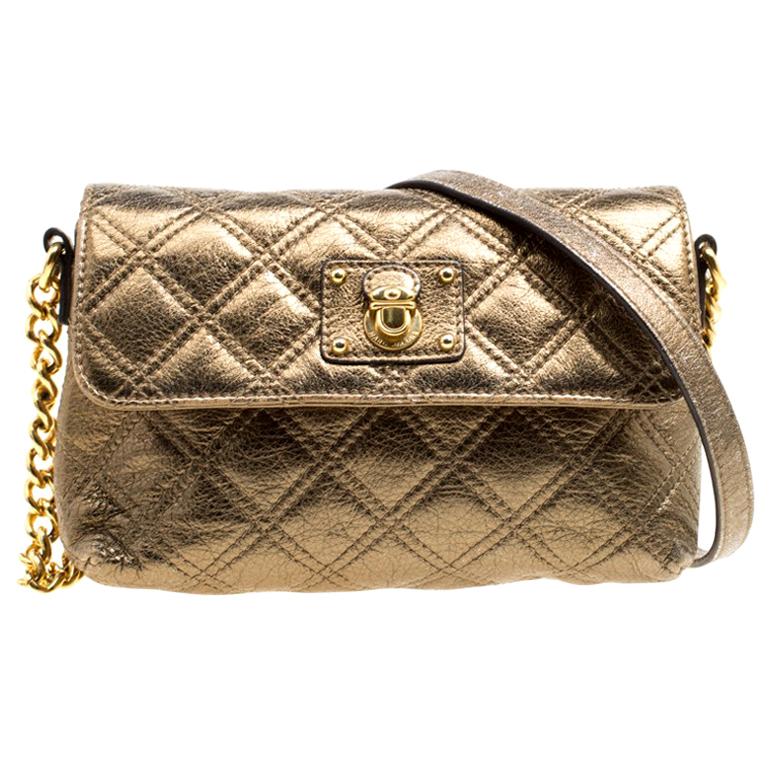 Marc Jacobs Bronze Quilted Leather Day To Night Single Crossbody Bag