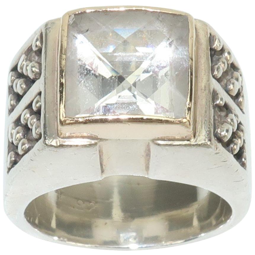 Vintage Michael Dawkins Modernist Sterling Silver & Quartz Crystal Ring