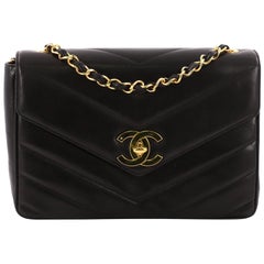 Chanel Vintage Envelope Flap Chevron Lambskin Jumbo at 1stDibs