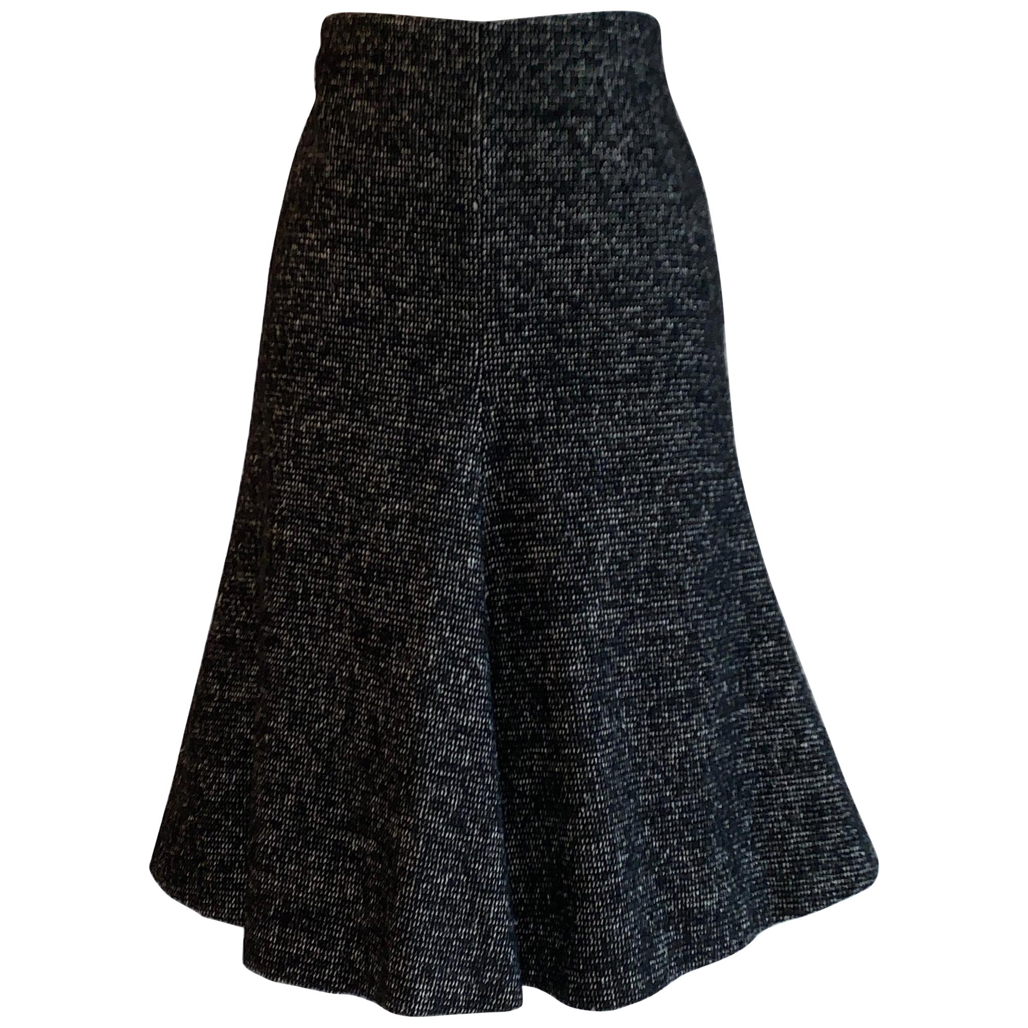 Alexander McQueen 2007 Black White and Grey Flared Wool Skirt at 1stDibs