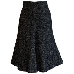 Alexander McQueen 2007 Black White and Grey Flared Wool Skirt