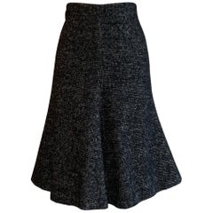 Alexander McQueen 2007 Black White and Grey Flared  Wool Skirt 