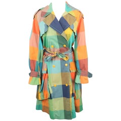 MARC by MARC JACOBS Taille M Multi-Color Plaid Cotton Double Breasted Trench Coat