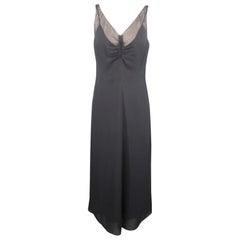 ARMAND VENTILO Size 4 Navy Silk Chiffon V Neck Sleeveless Maxi Dress