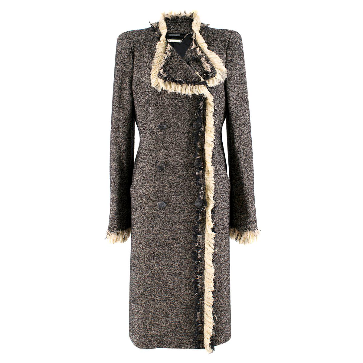 Alexander McQueen Long Wool-blend Tweed Coat US 10 For Sale