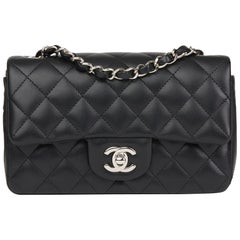 2019 Chanel Black Quilted Lambskin Rectangular Mini Flap Bag