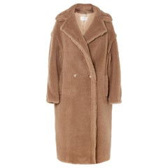 Manteau en poils et soie mélangés Max Mara Teddy Bear Camel