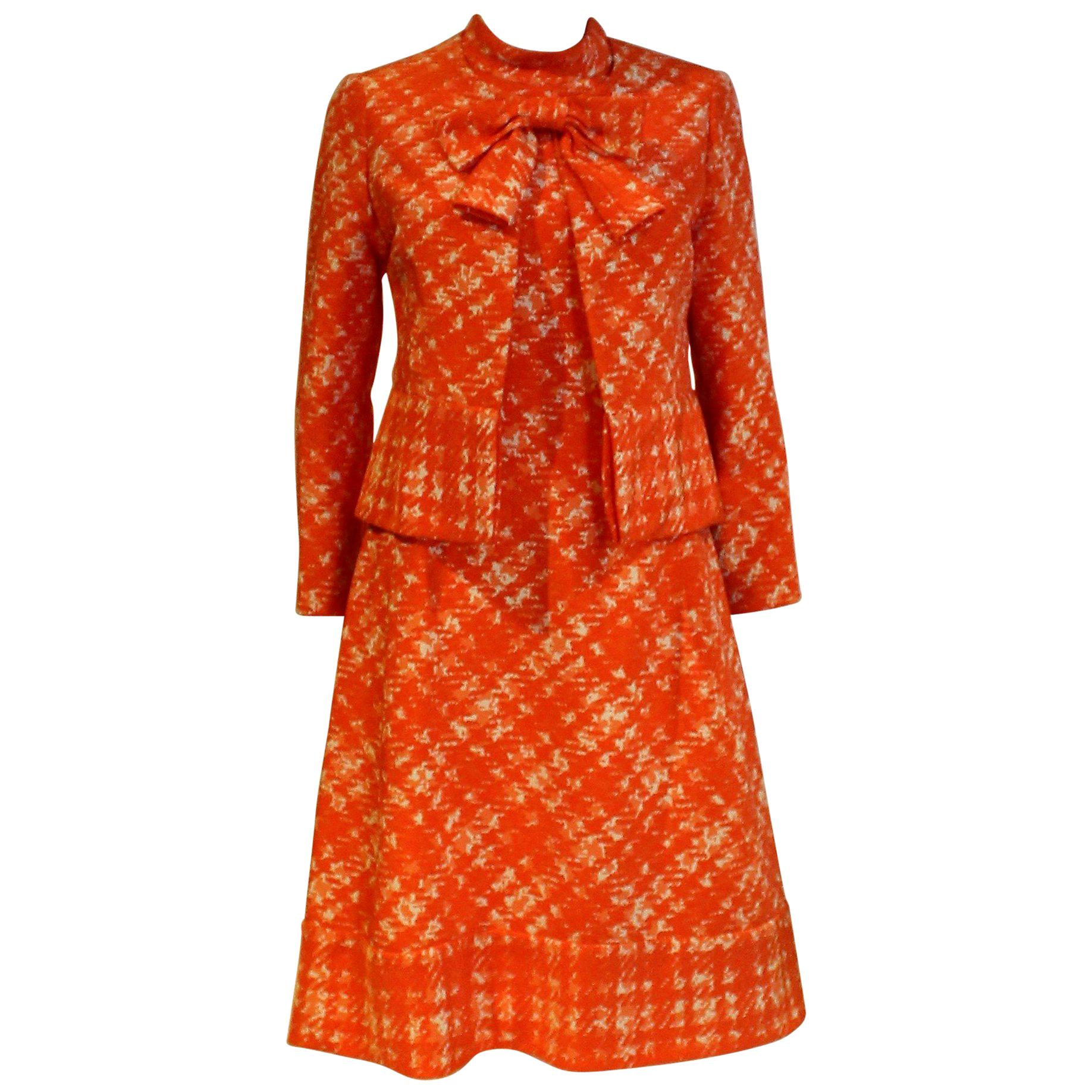 Vintage 1960s Haute Couture Balmain Dress and Jacket For Sale