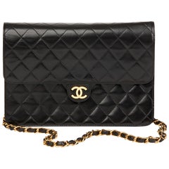 1997 Chanel Black Quilted Lambskin Vintage Medium Classic Single Flap Bag
