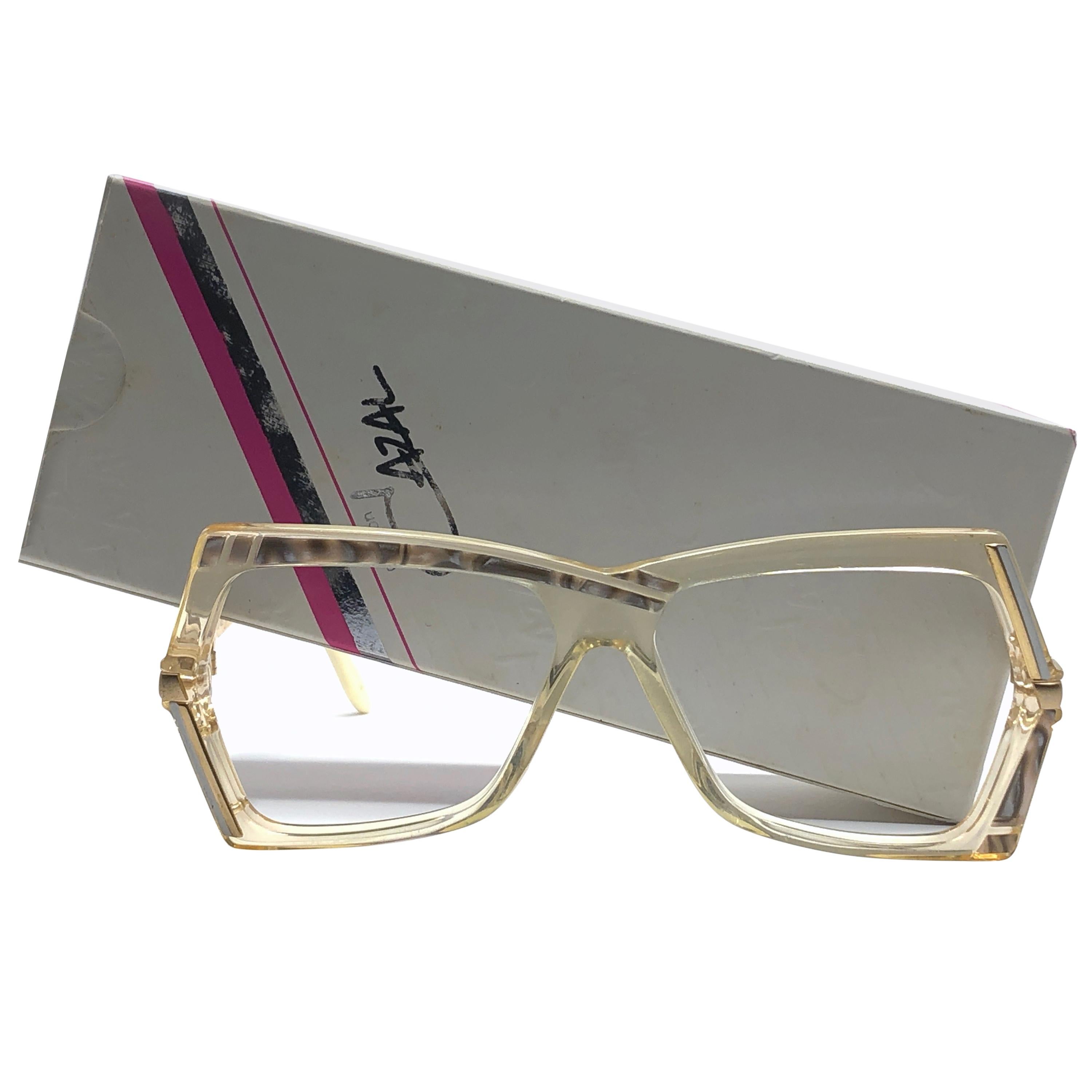 New Vintage Cazal 183 Translucent Gold Frame Reading 1970's Sunglasses
