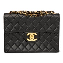 1994 Chanel Black Quilted Lambskin Retro Jumbo XL Flap Bag