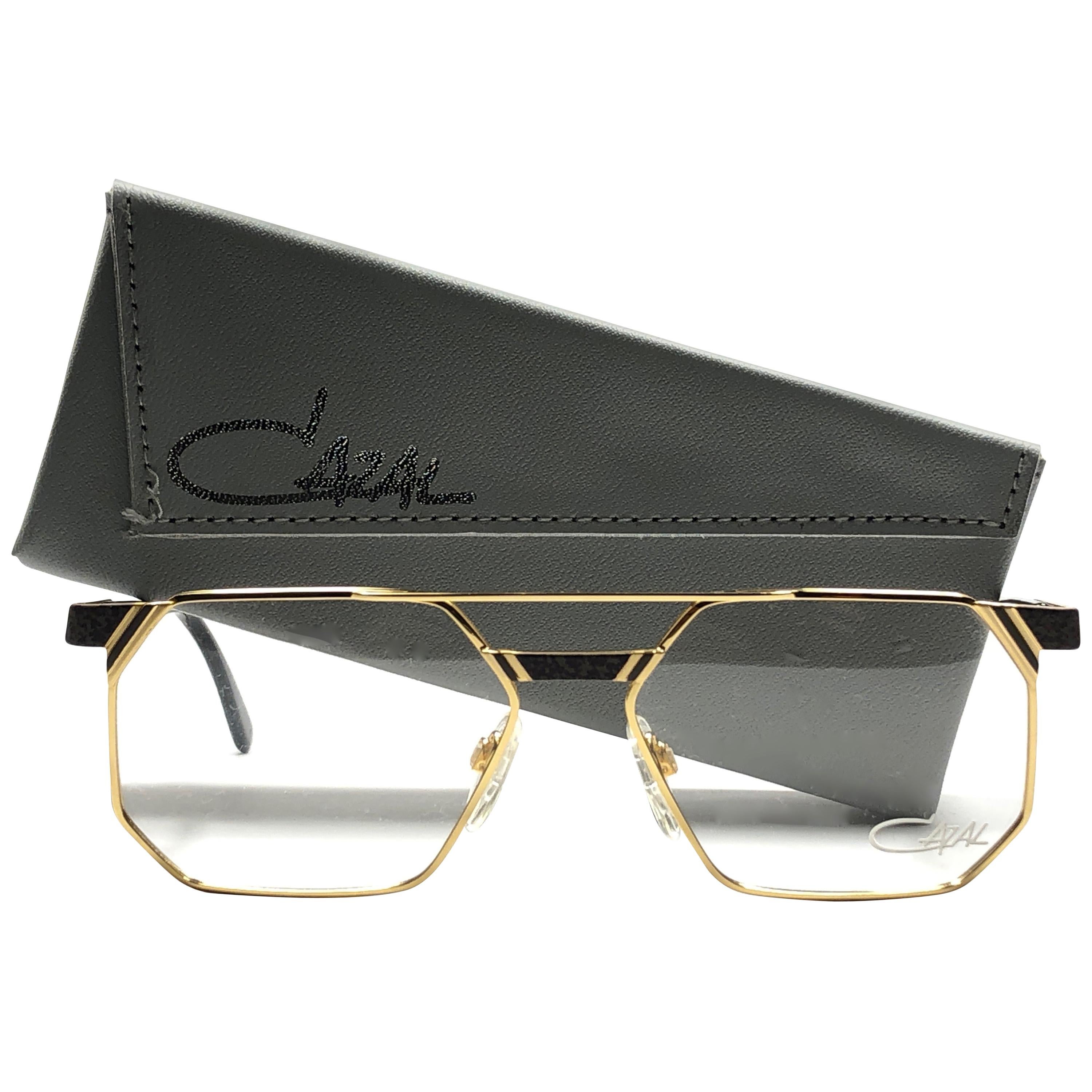 New Vintage Cazal 743 Gold & Black Reading Frame 1970's Sunglasses