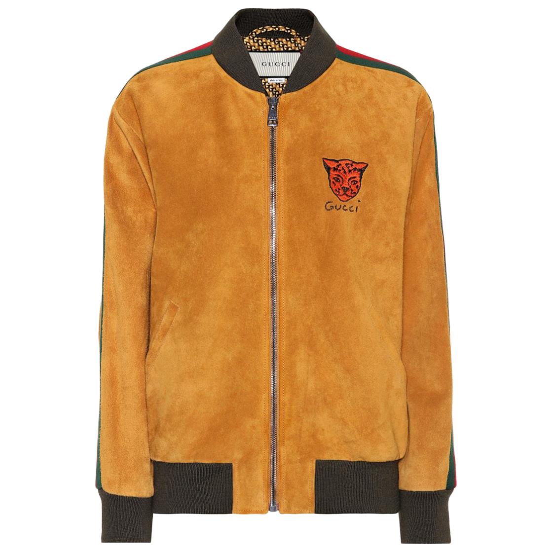 Gucci Embroidered Suede Bomber Jacket