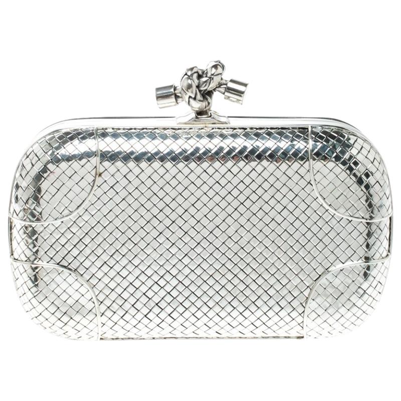 Bottega Veneta Silver Intrecciato Beaded Ayers Knot Clutch Silver Hardware,  2004 Available For Immediate Sale At Sotheby's