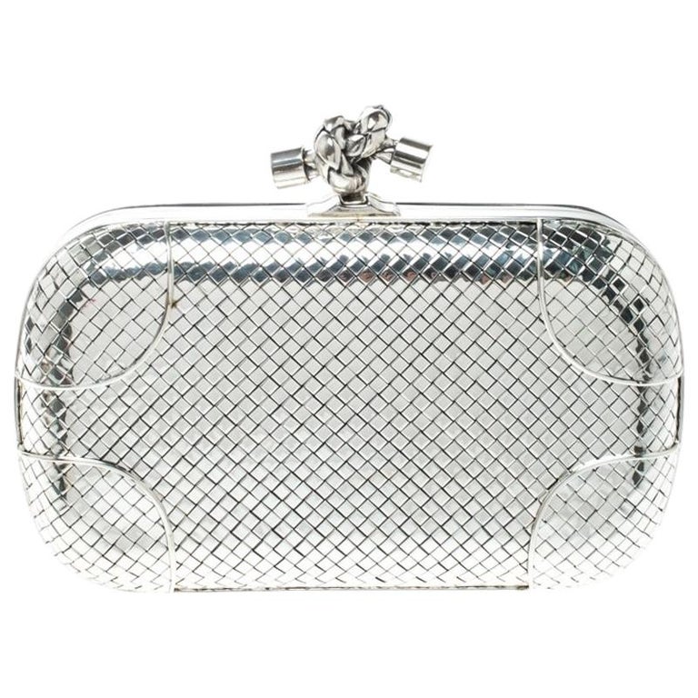 Bottega Veneta Knot Minaudiere Shoulder Bag - Silver/Silver