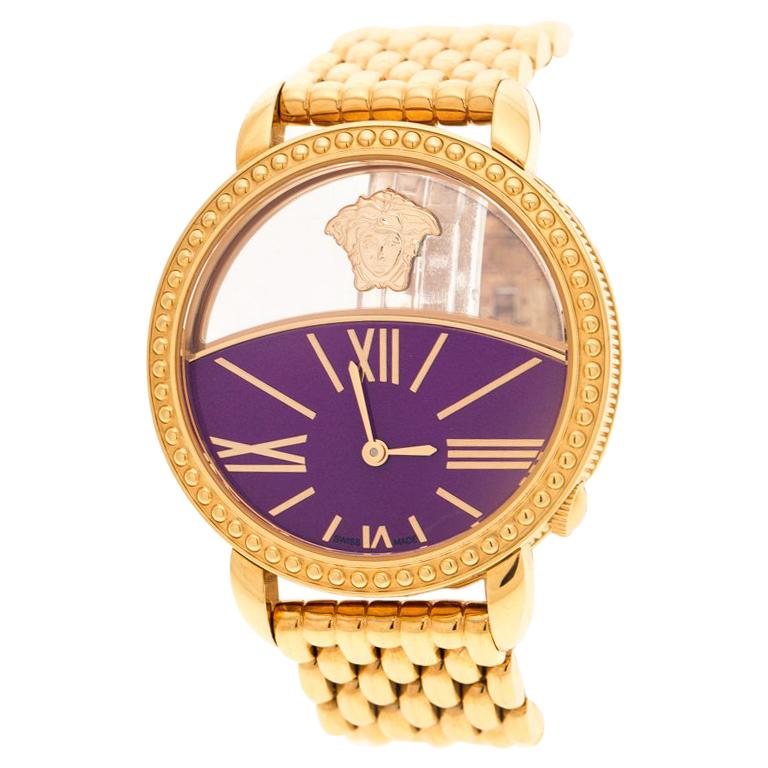 Versace Purple Gold Plated Stainless Steel Krios 93Q Women's Wristwatch